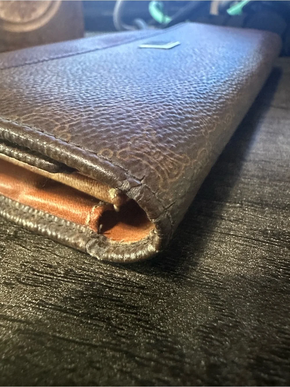 Vintage CELINE Macadam Triomphe Canvas Leather Trifold Wallet Italy